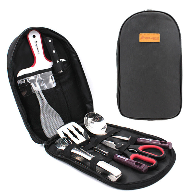 8pcs Camping Kitchen Cooking Utensil Set For Travel