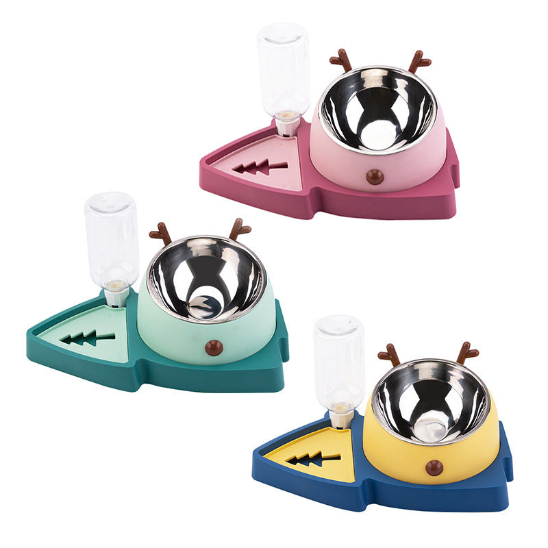 Drinking Fountain Three-in-one Christmas Tree Cat Bowl Dog Bowl Binaural