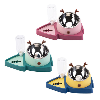 Drinking Fountain Three-in-one Christmas Tree Cat Bowl Dog Bowl Binaural