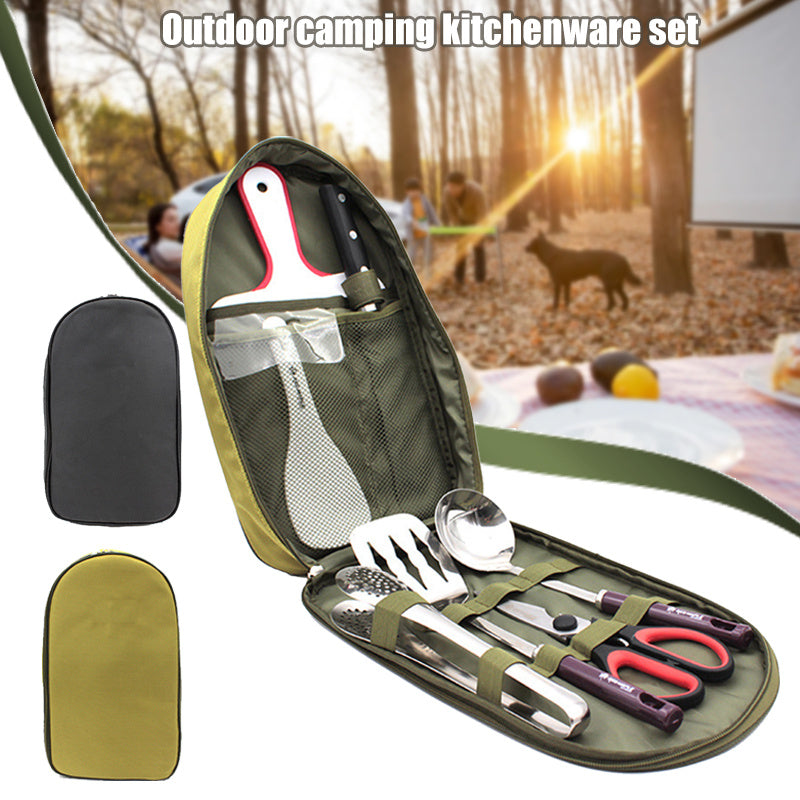 8pcs Camping Kitchen Cooking Utensil Set For Travel