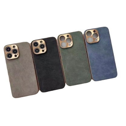 Leather Skin With Gold Edge Case For iPhone - Expressify