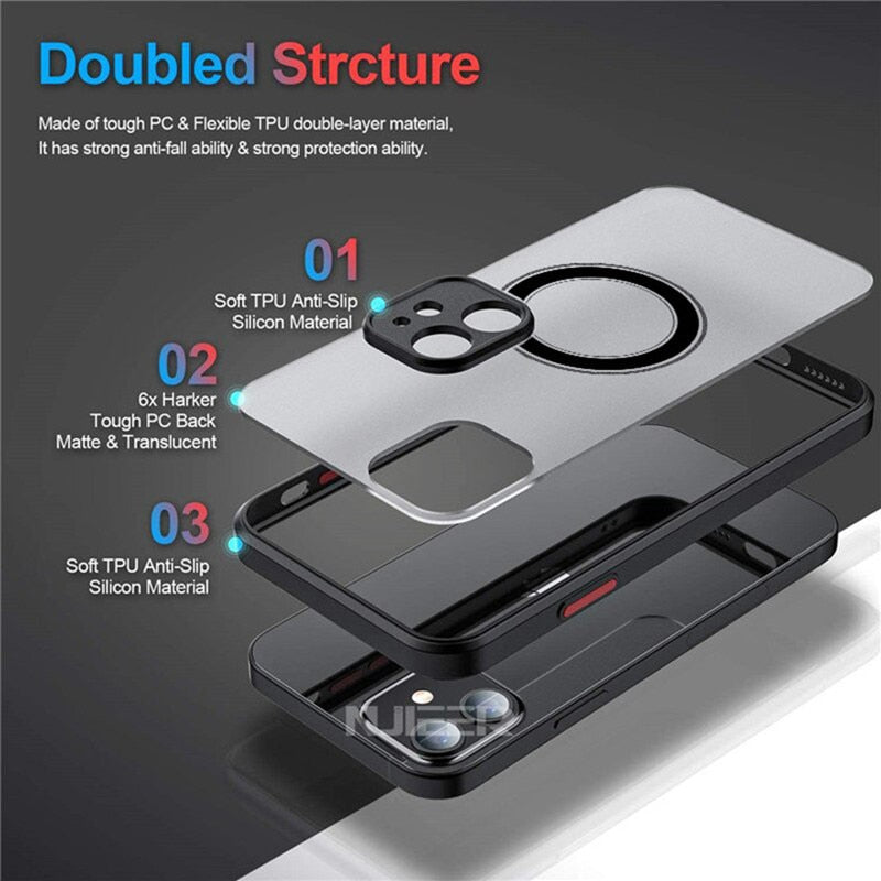Magnetic For Magsafe Wireless Charge Phone Case For iPhone 13 14 12 11 Pro Max Mini X XR XS 14Plus - Expressify