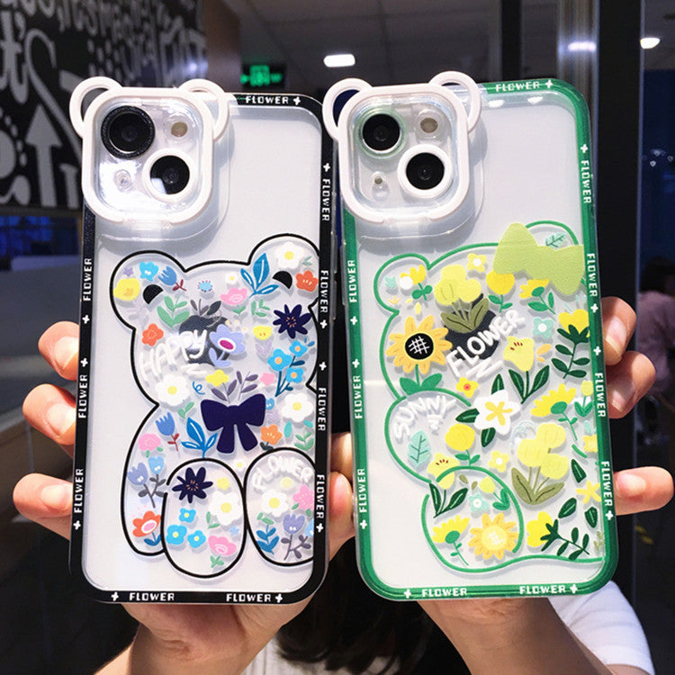Cute Cartoon Bear Flower Holder Case For iPhone - Expressify