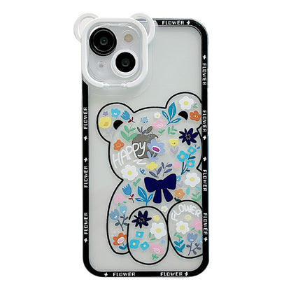 Cute Cartoon Bear Flower Holder Case For iPhone - Expressify